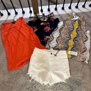 Vibrant Clothing Set with Orange Top and White Shorts